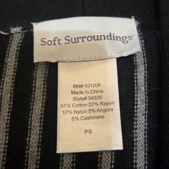 Soft Surroundings Black and Gray Downtown Waterfall Cardigan, Size Small - Picture 2 of 5